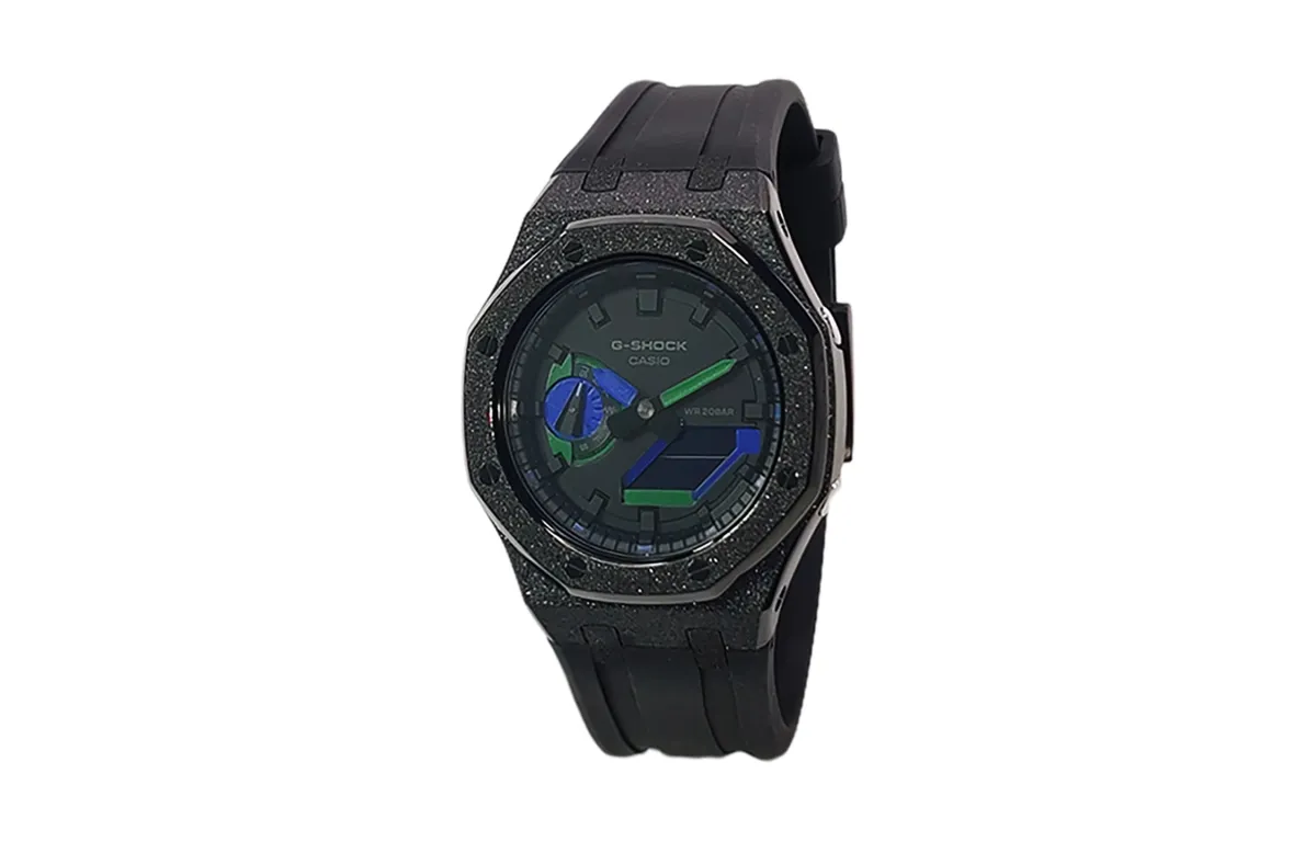 CASIO Custom Collection Quartz Movement Fluoroelastomer Strap Watch Men's Watches Black Dial