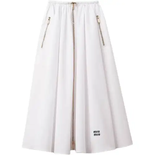 【Previous Season】logo-embroidered pleated cotton skirt