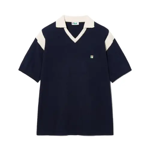 FILA Polo Shirts Unisex Blue V Neck Moderate
