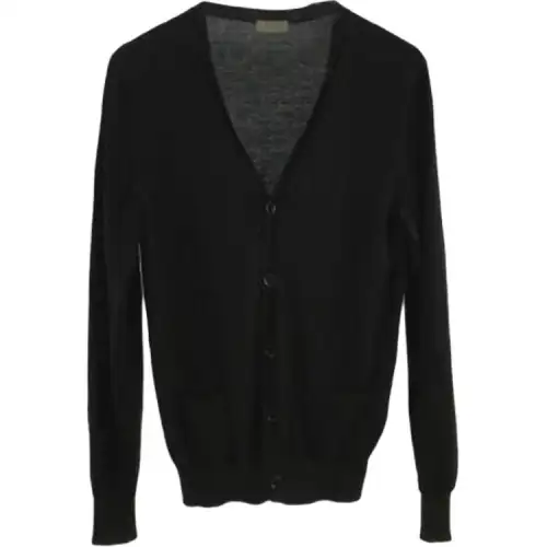 DIOR Knitwear Men's Black V Neck Moderate Cardigan