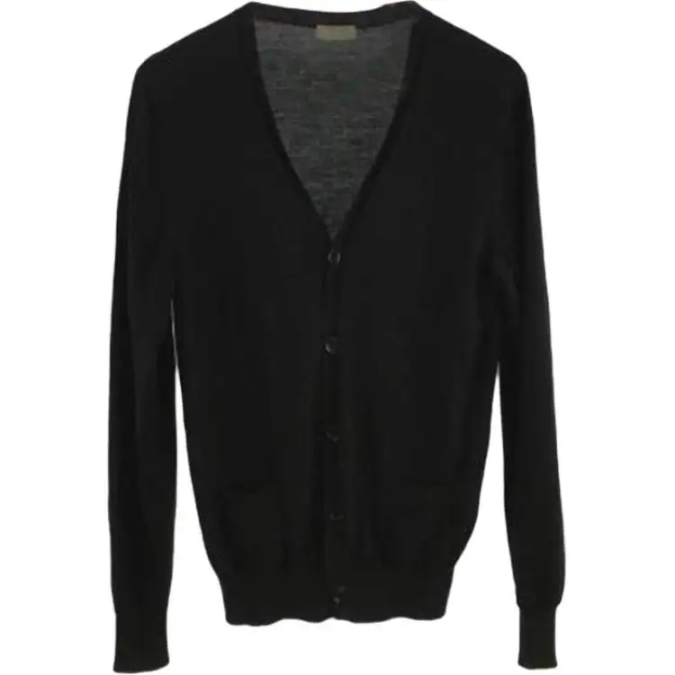 DIOR Knitwear Men's Black V Neck Moderate Cardigan