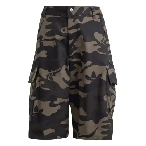 Adidas Originals CAMO ALLOVER PRINT TWILL JORTS Cargo Shorts Women's Dark Olive Green/Black/Carbon Black