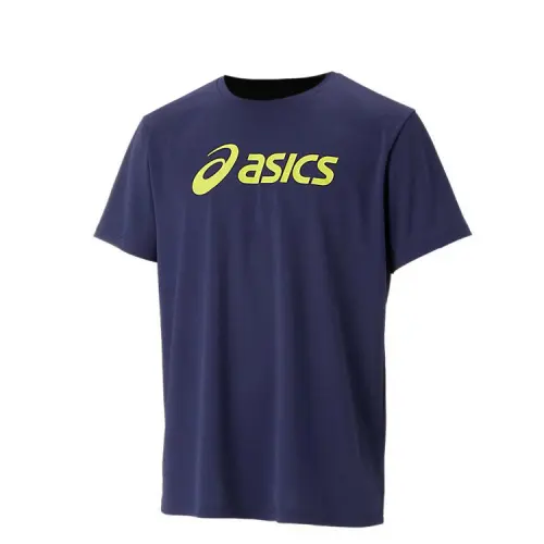ASICS T Shirts Unisex Navy Blue Crew Neck