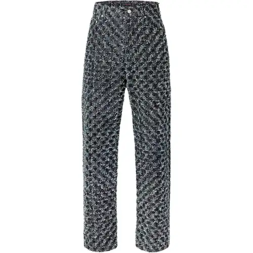 Lv Flocked Monogram Denim Skate Pants