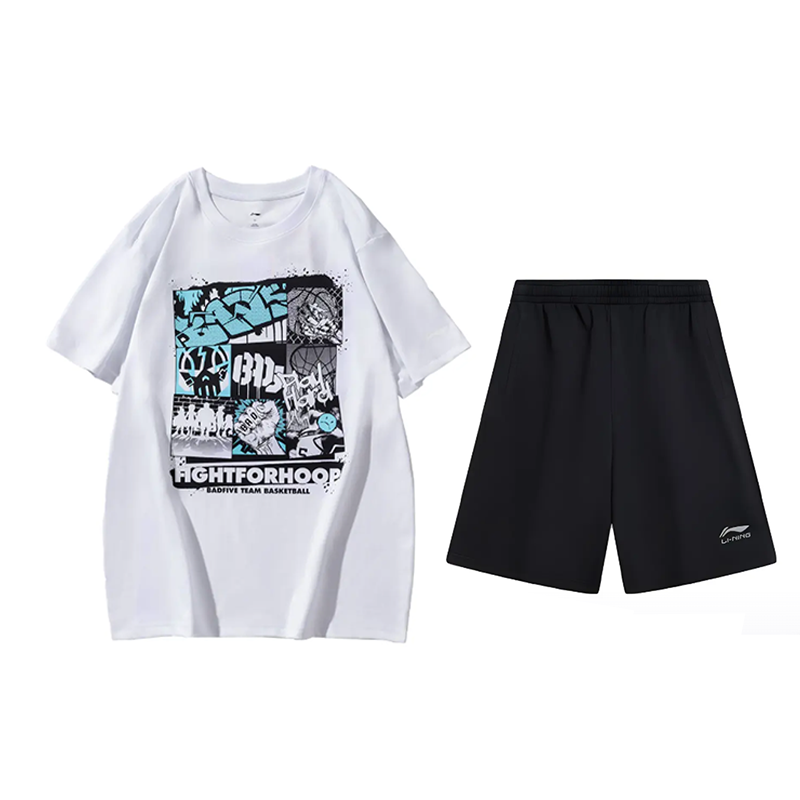 Li Ning Athleisure Set Unisex White+Black