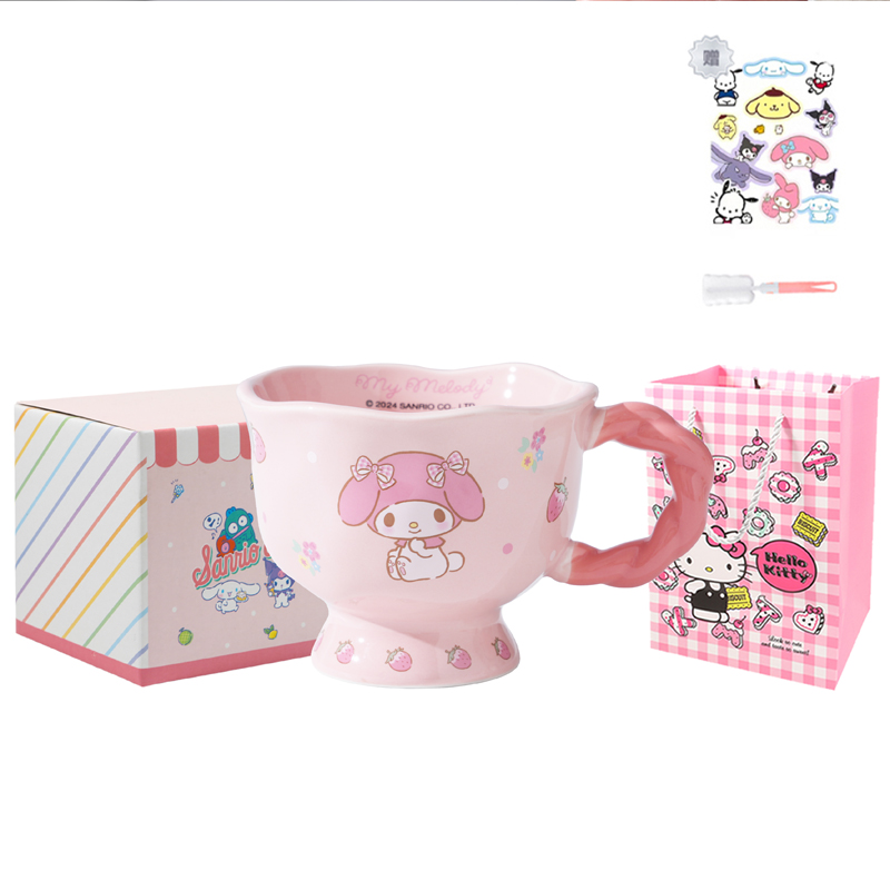 Hello Kitty xSanrio/Sanrio joint model Sanrio series Melody ceramic cup sweet, cute, fashionable, versatile, creative and practical water cup light luxury niche breakfast milk company coffee pink mug 360ml
