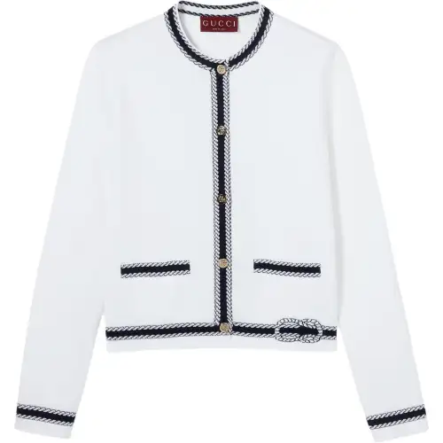 GUCCI Cotton Stitch Cardigan With Intarsia