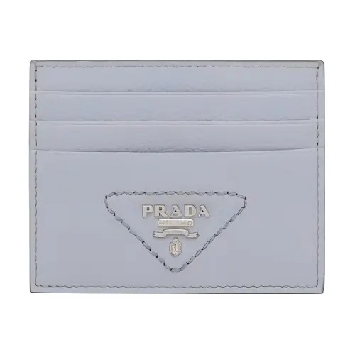 PRADA Leather Card Holder Women's Cornflower Blue