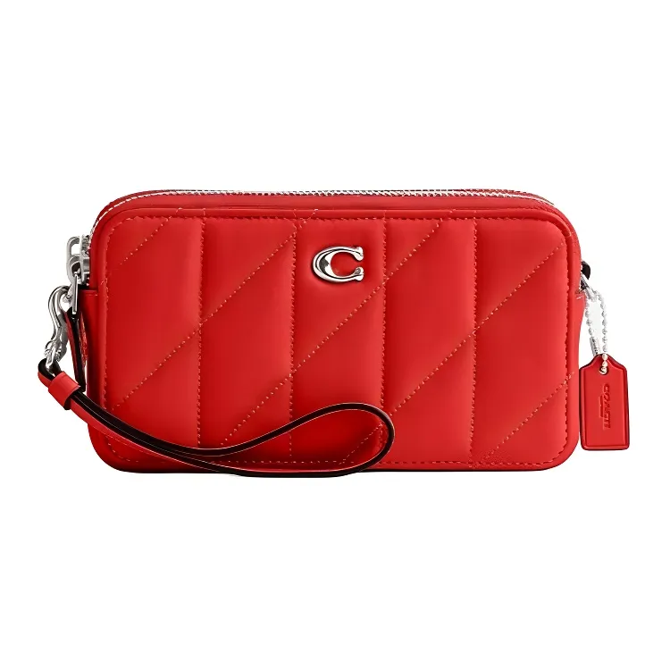 COACH Kira Leather Wrist Bag Clutch Women's Red