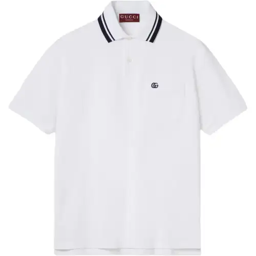 GUCCI Embroidery Piquet Short Sleeve Polo Shirt