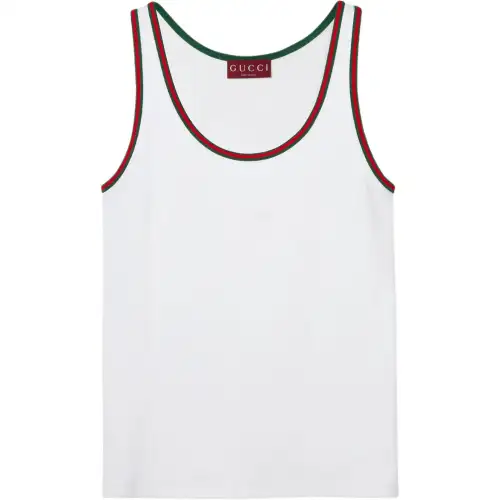 GUCCI Rib Cotton Tank Top With Web