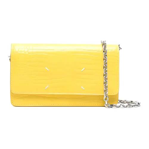 Maison Margiela Crocodile Embossed Calfskin Shoulder Bag, Crossbody Bag Women's Yellow