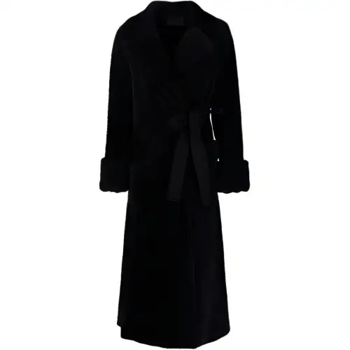 PRADA Coats Women's Black Lapel Moderate Straight Fit