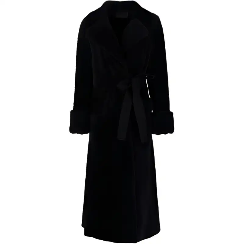 PRADA Coats Women's Black Lapel Moderate Straight Fit