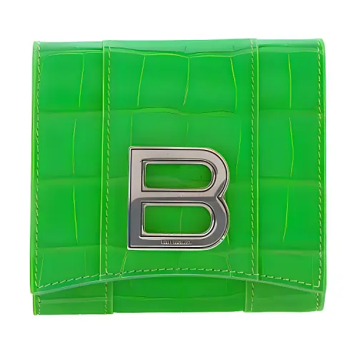 Balenciaga Cow Leather Card Holder, Wallet Mini Women's Green