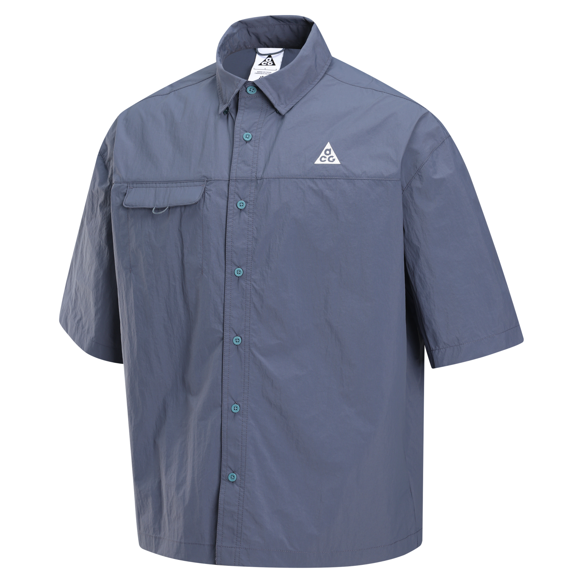 Nike ACG Series ACG \"Orb Weaver\" Repel Fashionable and versatile sun protection short-sleeved shirt for men, lightning blue/smoke blue/peak white