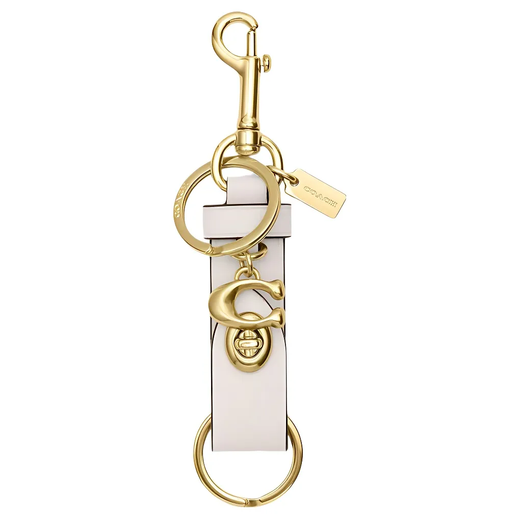 COACH Bag Charm Calfskin Bag Decor Key Ring Bag Accessory Women's White