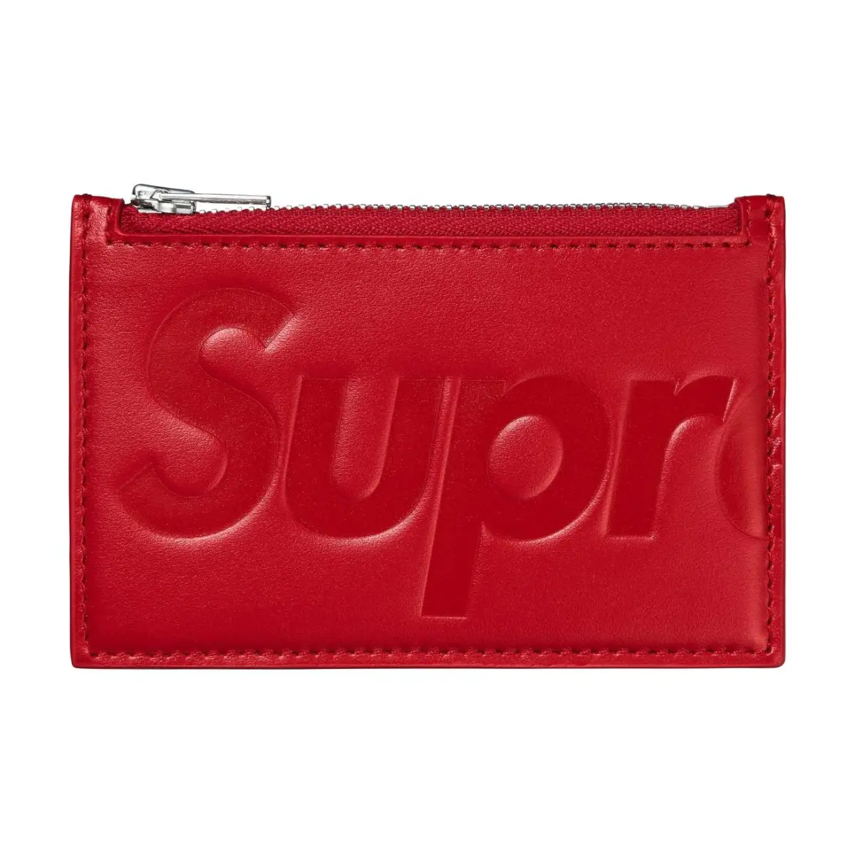 Supreme Leather Card Holder Unisex Red