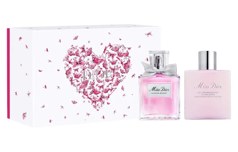 DIOR Body cream, perfume, set, floral lemon gift box contains rose, white musk, 50 ml, 175 ml