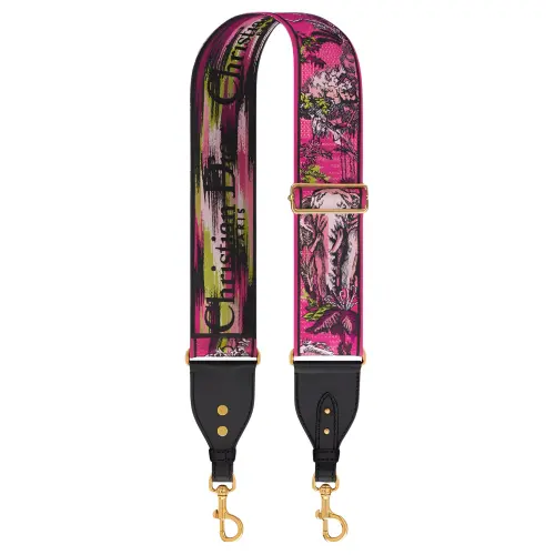DIOR Embroidery With Cow Leather Bag Straps Women's Peach Pink