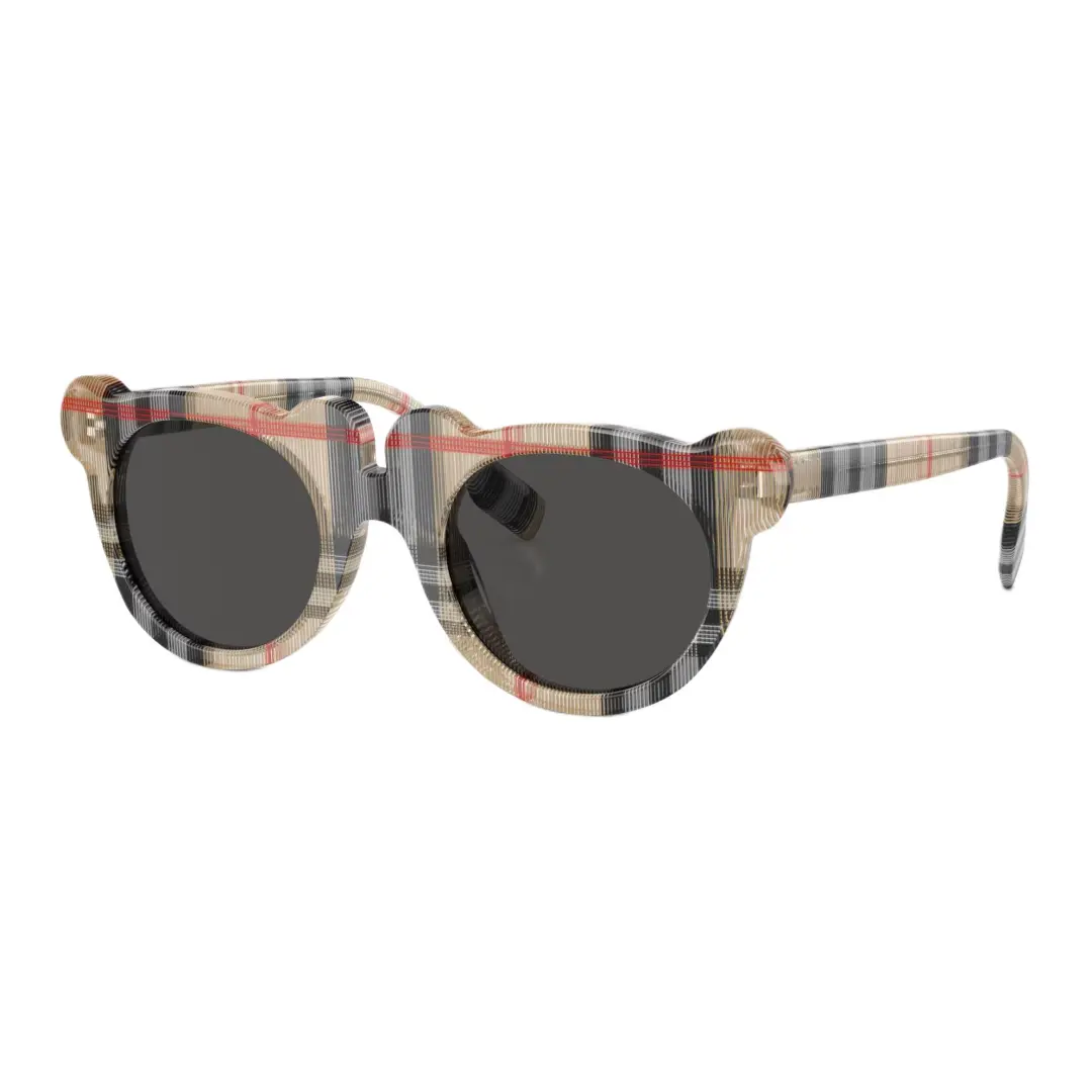 Burberry Oval-frame Checked Sunglasses