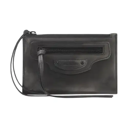 Balenciaga Calfskin Card Holder Wallet Unisex Black
