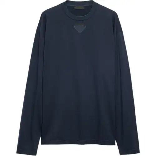 PRADA T Shirts Men's Dark Blue Crew Neck Moderate