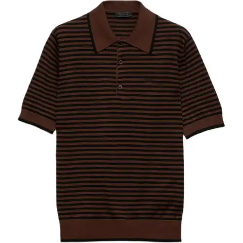 PRADA Striped Cotton Polo Shirt