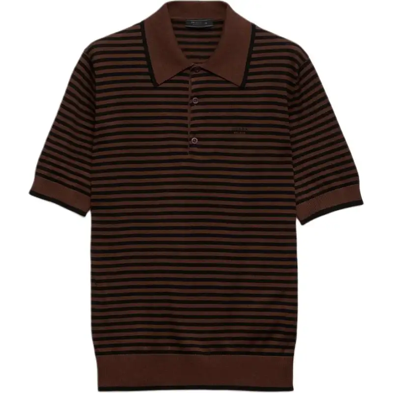 PRADA Striped Cotton Polo Shirt
