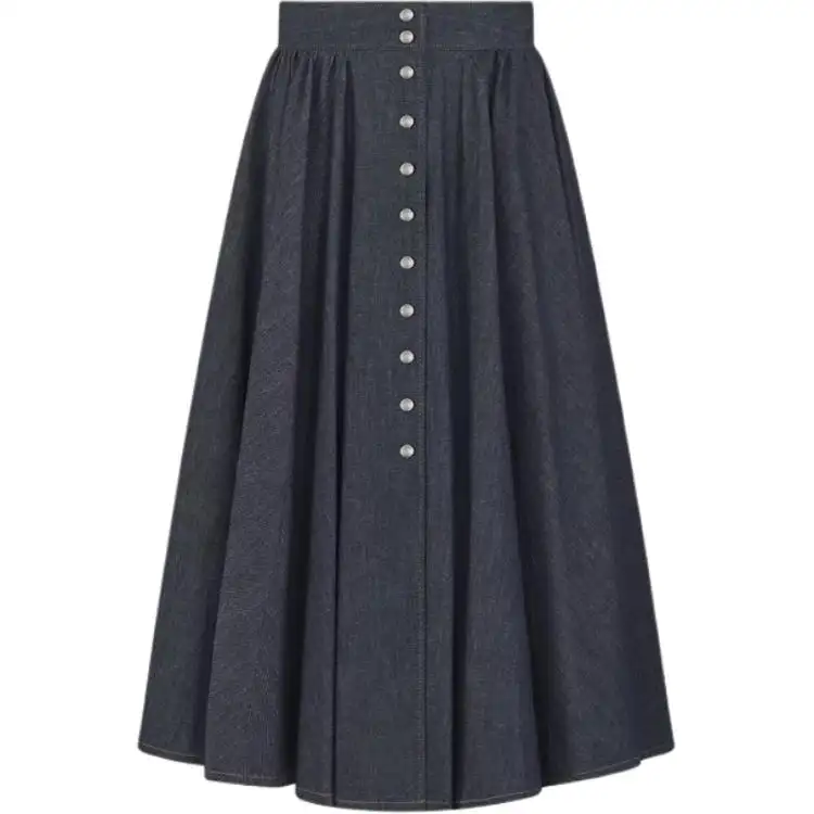 DIOR Casual Long Skirt Women's Dark Blue
