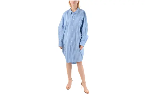Balenciaga SS21 Long Sleeved Dress, Loose Fit Women's Blue