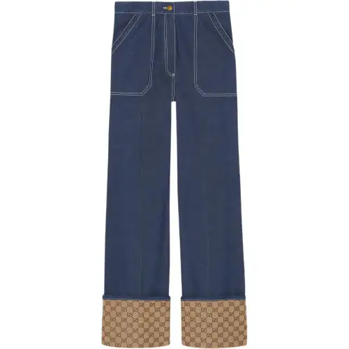 GUCCI Jeans Women's Blue Moderate Straight Fit Pants