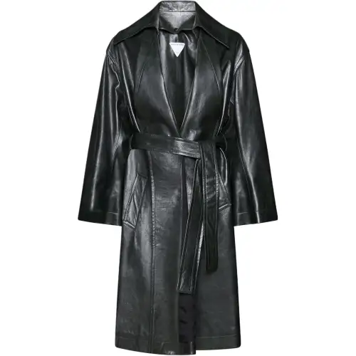 Bottega Veneta Leather Jackets Women's Black Lapel Moderate Other