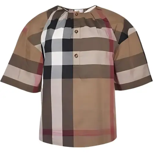 Burberry Shirts Women's Taupe Crew Neck Moderate
