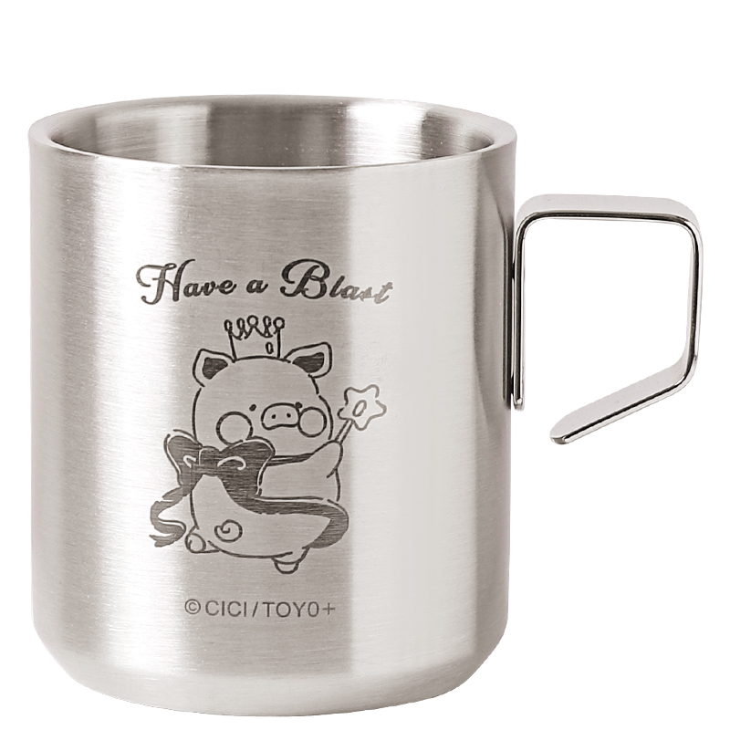 Kawashimaya KAWASIMAYA mug X lulu pig stainless steel cup animal print water cup home kindergarten insulation anti-fall open cup 220ml