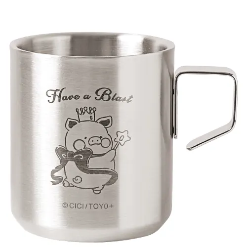 Kawashimaya KAWASIMAYA mug X lulu pig stainless steel cup animal print water cup home kindergarten insulation anti-fall open cup 220ml