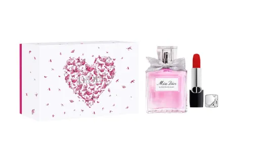DIOR Dior Fierce Blue Gold Lipstick Floral Sweetheart Perfume Set Pink Butterfly Limited Gift Box Eau de Toilette EDT Floral Fragrance Bergamot Rose Peony White Musk