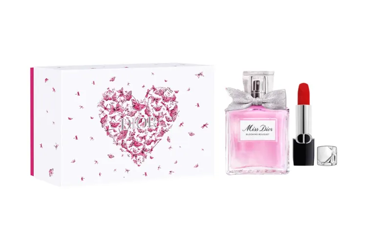 DIOR Dior Fierce Blue Gold Lipstick Floral Sweetheart Perfume Set Pink Butterfly Limited Gift Box Eau de Toilette EDT Floral Fragrance Bergamot Rose Peony White Musk