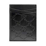 GUCCI Leather Card Holder Card Holder Unisex Black