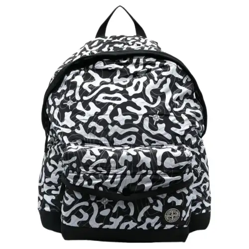 STONE ISLAND Polyurethane Backpack Regular Kids' Black White