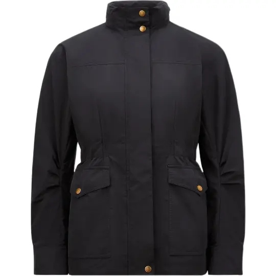 Moncler Куртка Moncler с длинным рукавом и эластичной резинкой на талии с накладными карманами женская черная