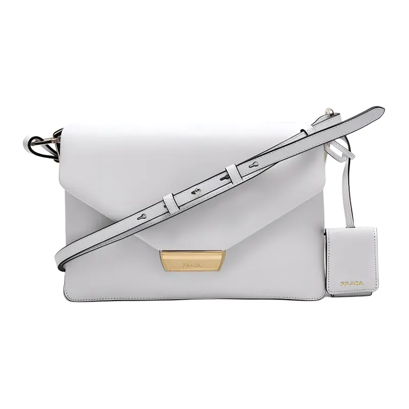 PRADA Adjustable Strap Leather Crossbody Bag, Shoulder Bag Women's White