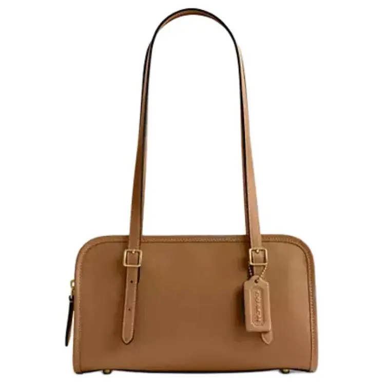 COACH Swing Zip Leather Shoulder Bag Medium Women's Honey Brown