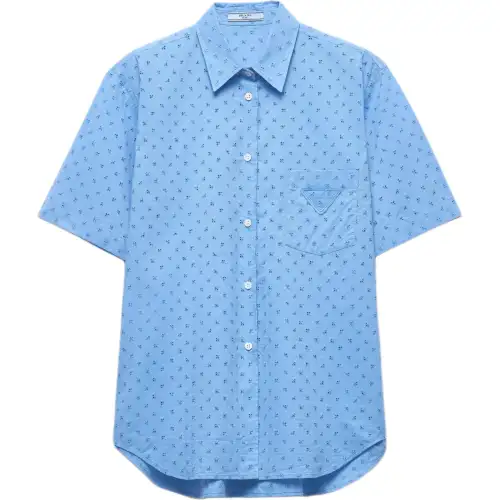 PRADA Shirts Women's Blue Lapel Moderate