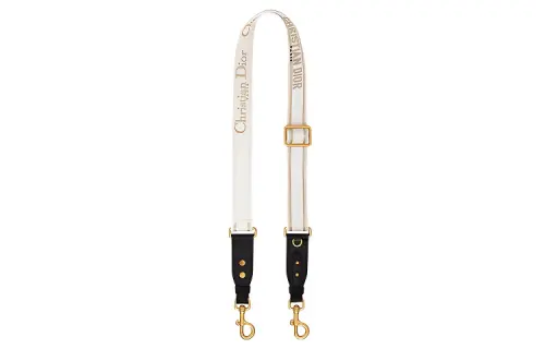 DIOR Cow Leather, Textile Bag Straps Women's White/Gold/Black