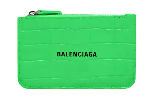 Balenciaga Embossed Cow Leather Wallet Women's Green