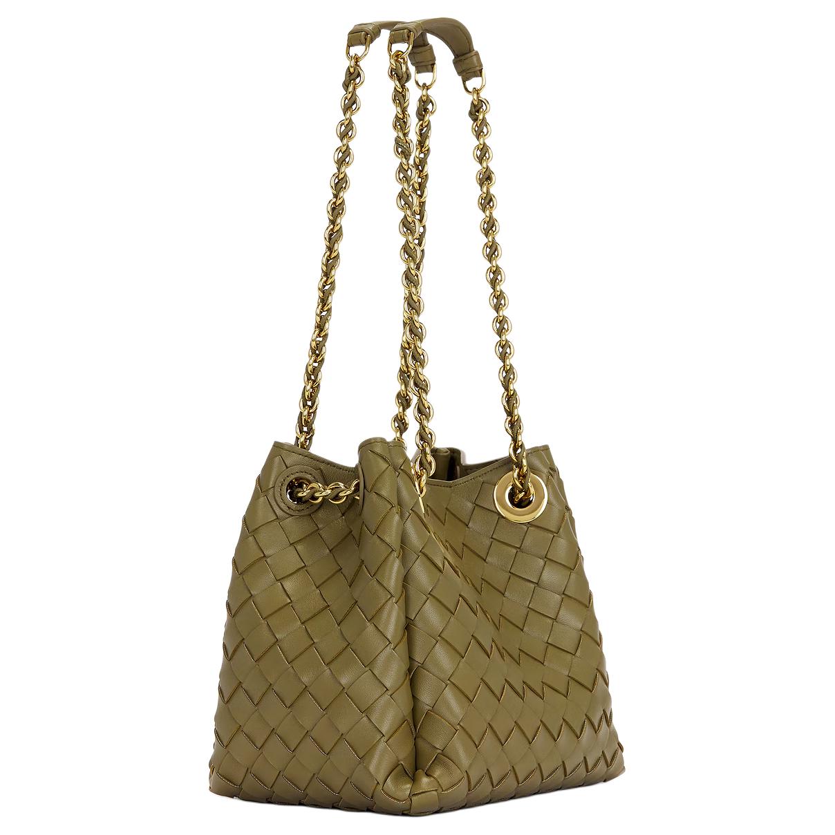 Женская сумка Bottega Veneta Parachute (зеленая) — фото 4