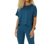 Asics FLEX STRETCHSHORT SLEEVE TOP Drop Shoulder Sleeve T Shirt Women's Marine