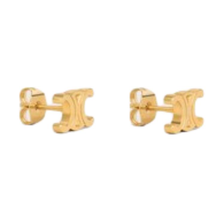 Серьги CELINE Brass Stud Earrings (золотые) — фото 2