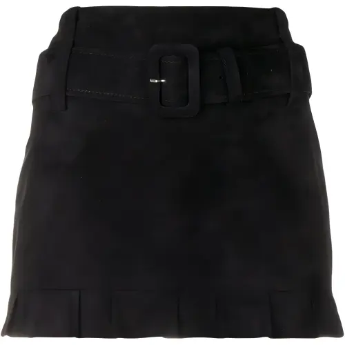 PRADA SS21 Leather Short Skirts Women's Black